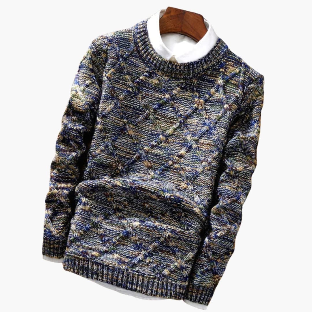 Pull en maille multicolore pour homme avec motif losange texturé
