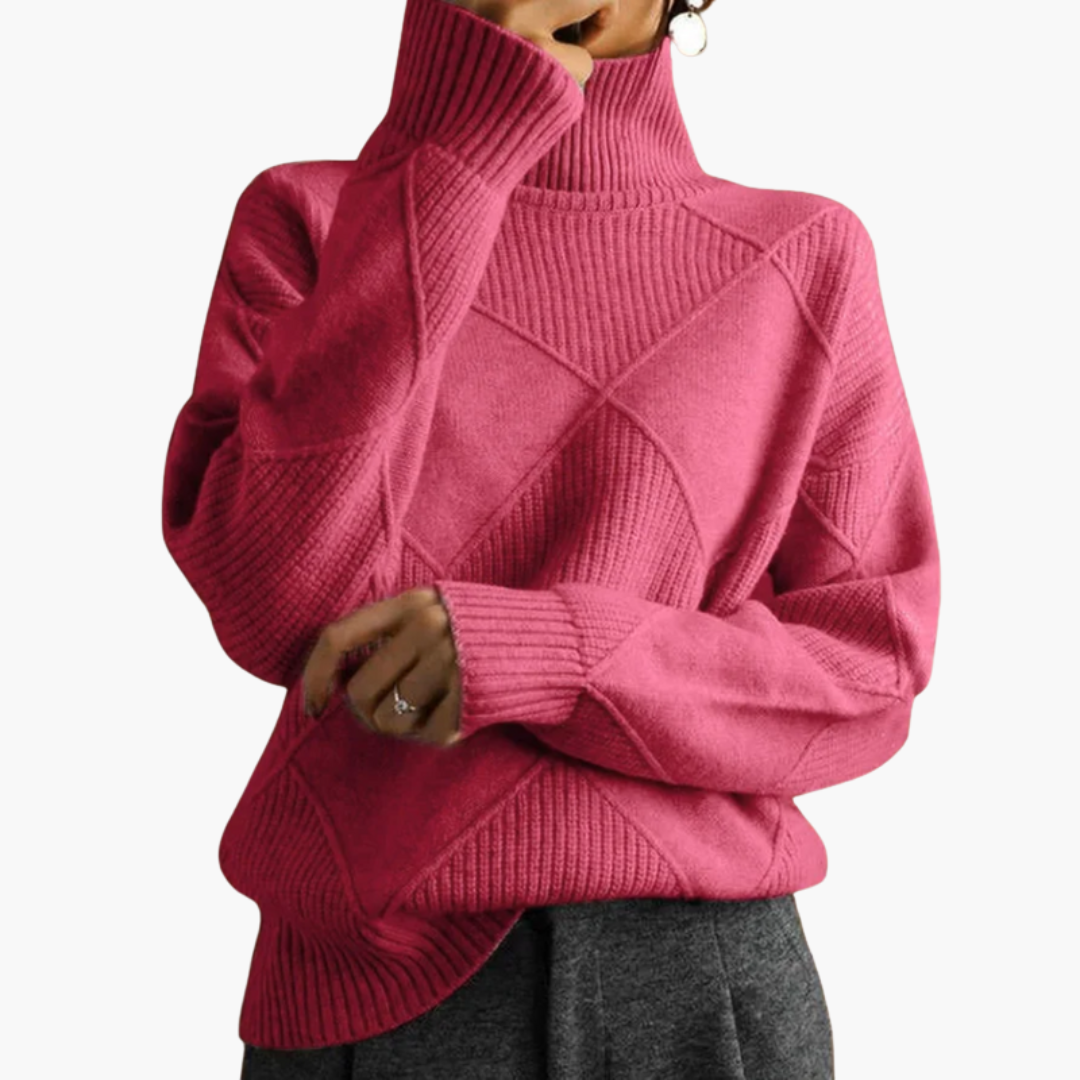 Pull en maille pour femme à col montant et manches longues