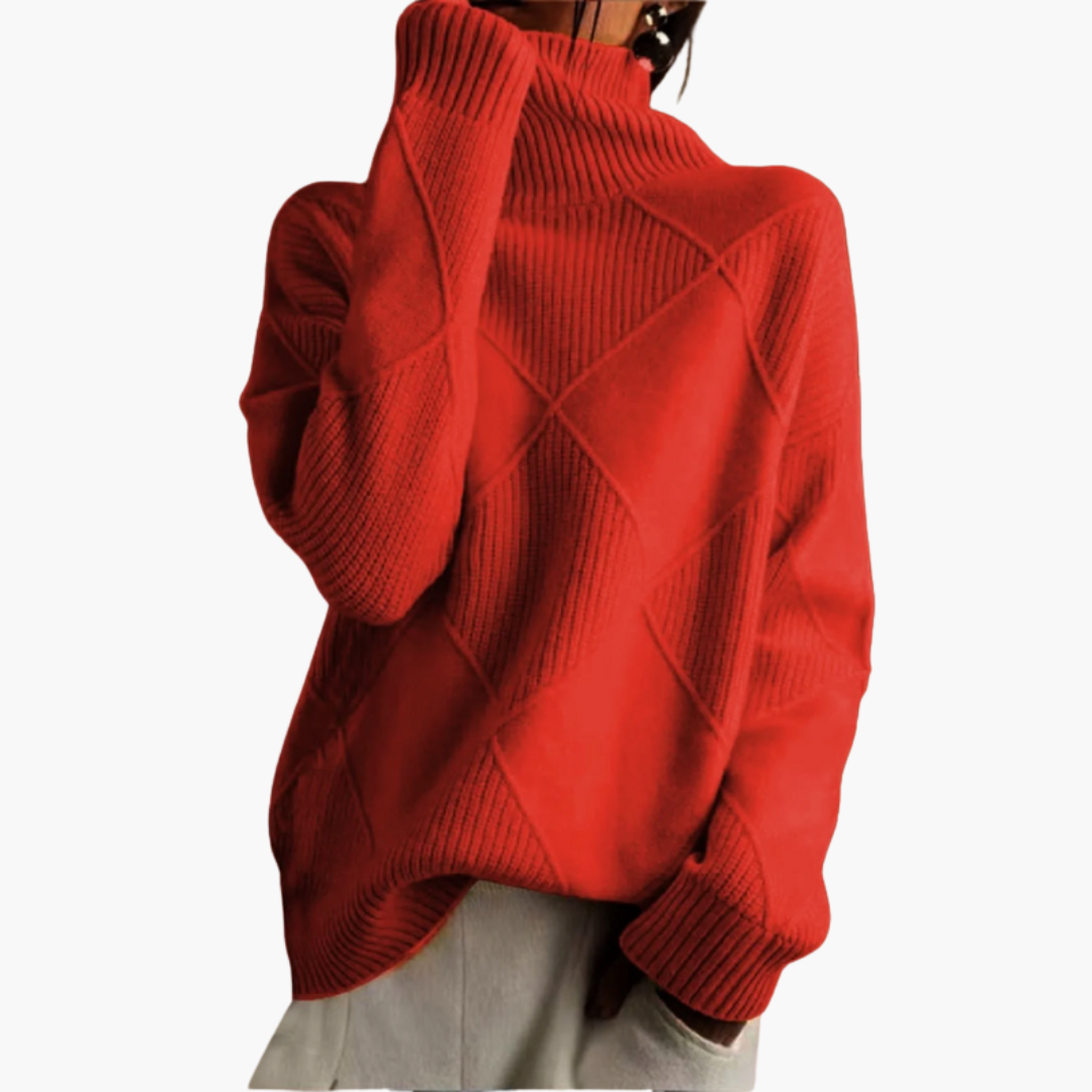 Pull en maille pour femme à col montant et manches longues