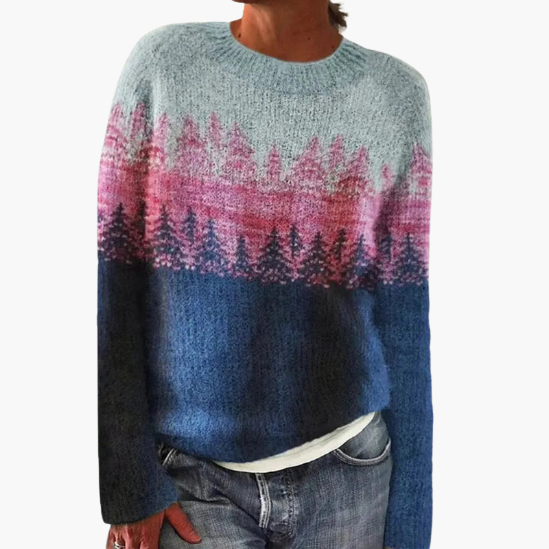 Pull en maille pour femme à rayures multicolores et encolure bateau