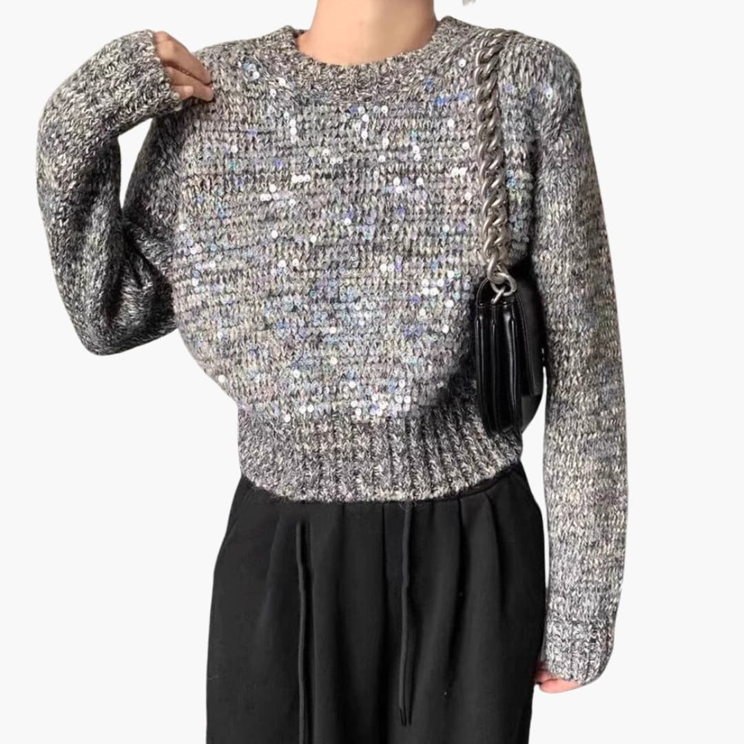 Pull in maglia per donna con scollo rotondo e superficie testurizzata
