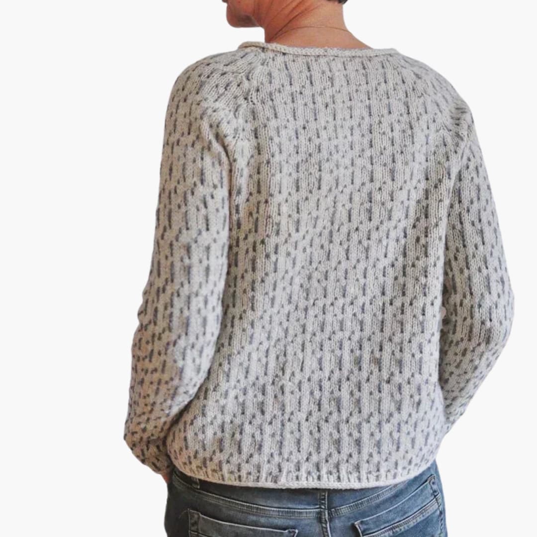 Camisola de malha para mulher com padrão texturizado, decote redondo e corte descontraído