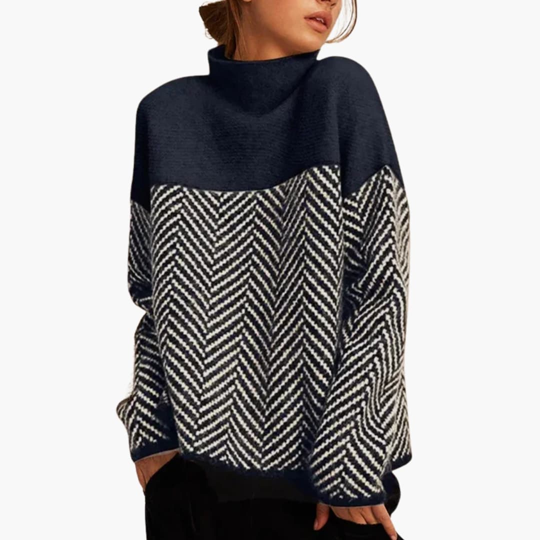 Sudadera de mujer con cuello chimenea y estampado de espiga