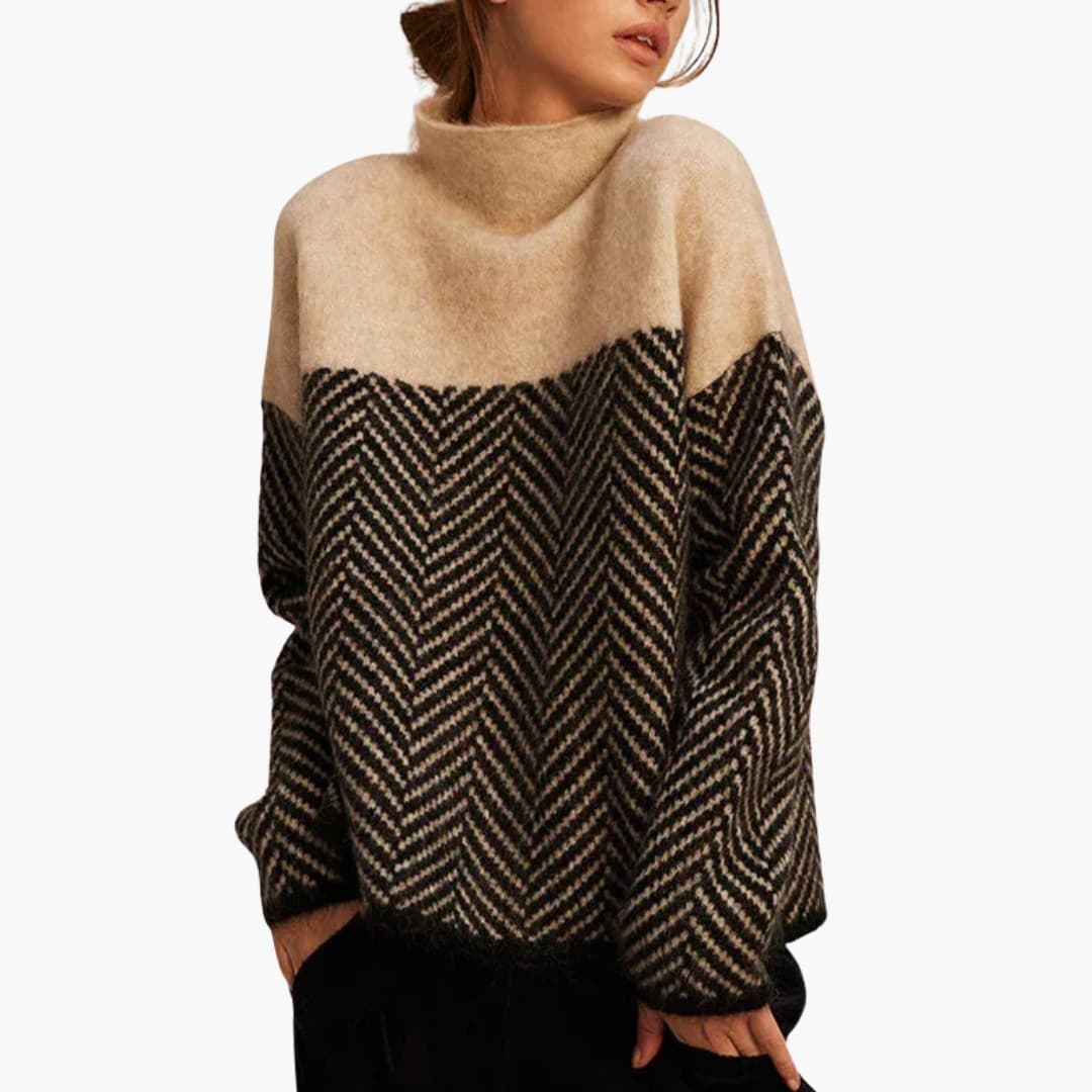 Sudadera de mujer con cuello chimenea y estampado de espiga