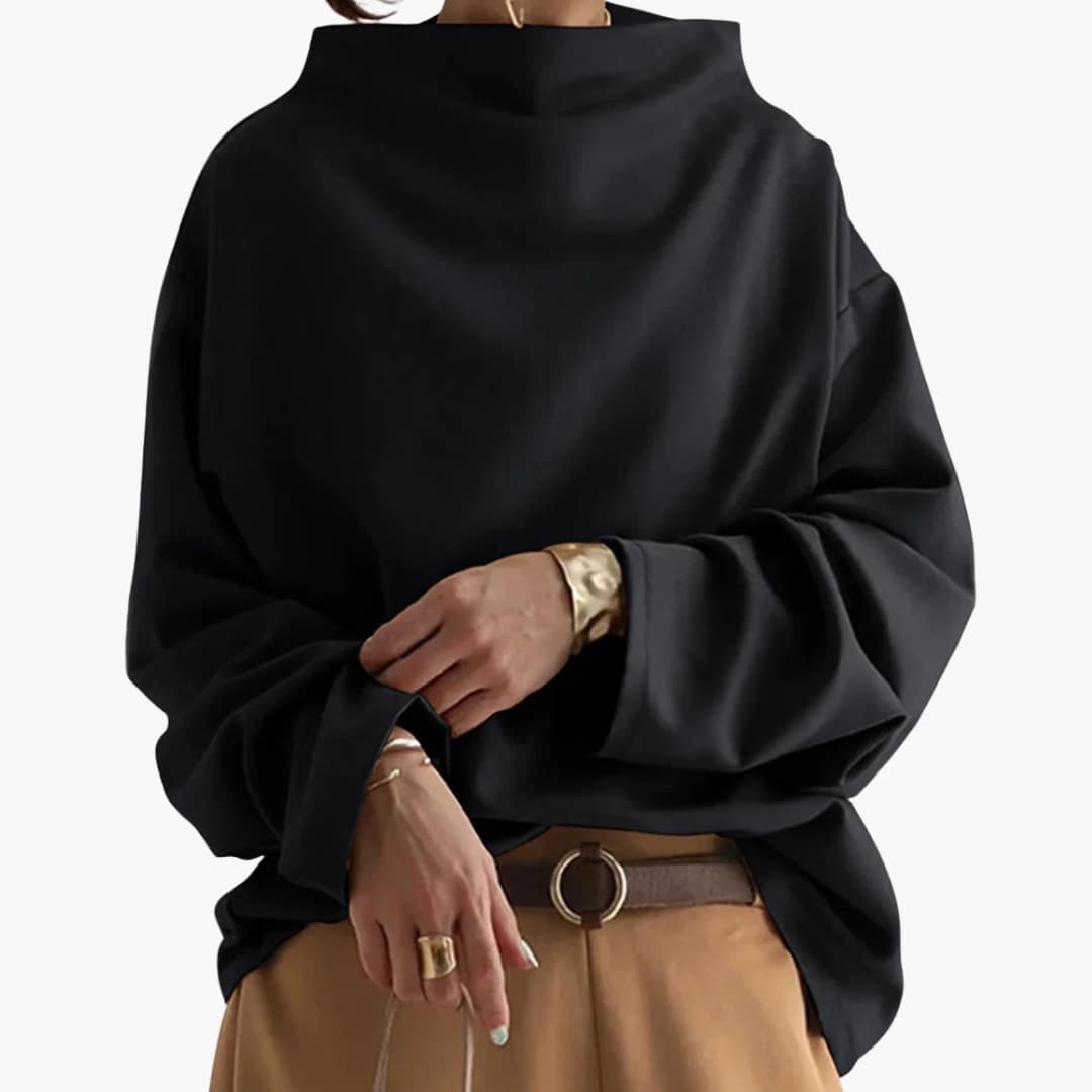 Camisola de mulher com gola larga e bainha direita