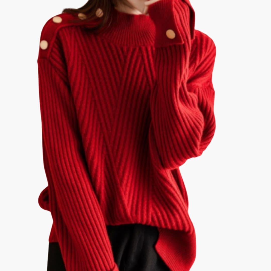 Jersey de mujer con cuello alto y punto acanalado