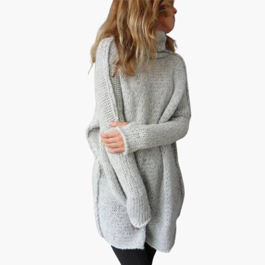 Pull femme à col roulé avec manches longues et coupe ample