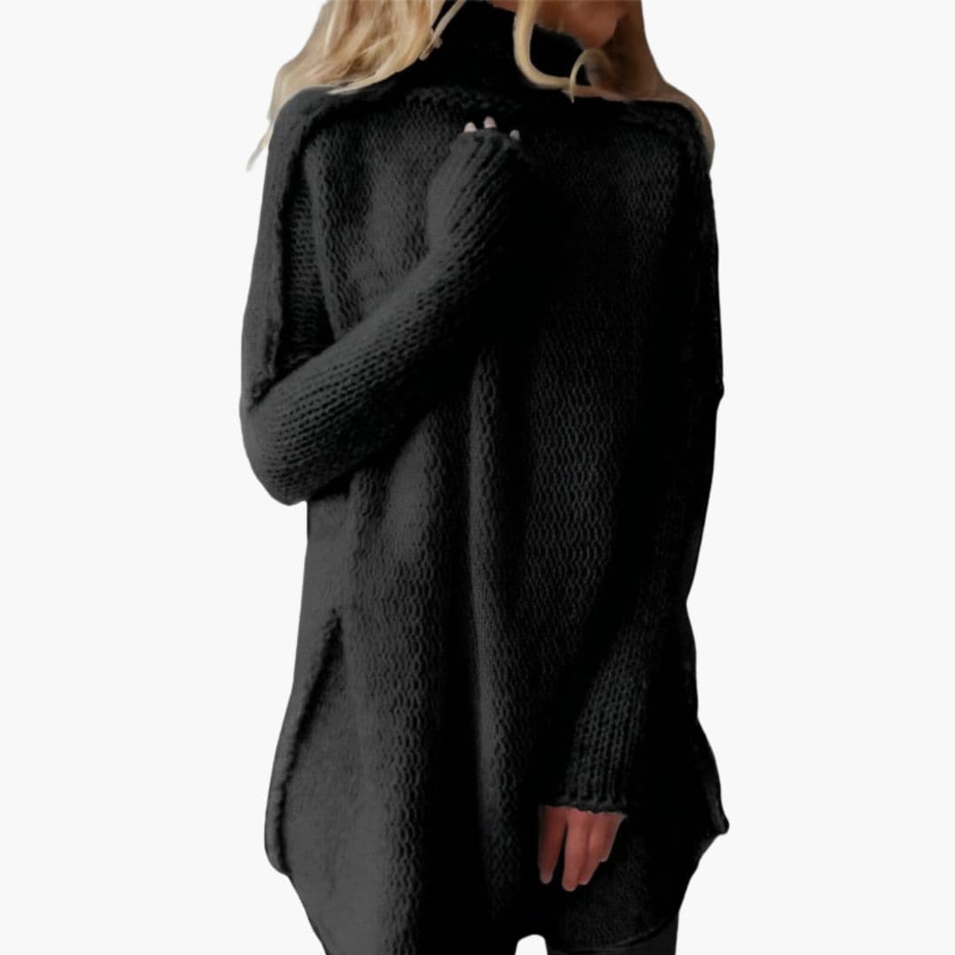 Suéter de mujer con cuello alto, mangas largas y corte amplio