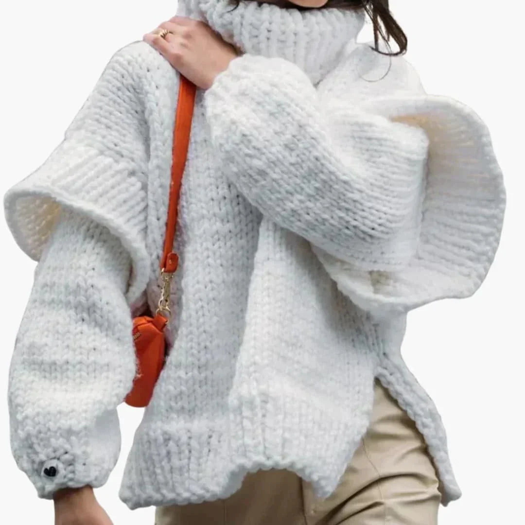 Pull femme à col roulé et manches longues