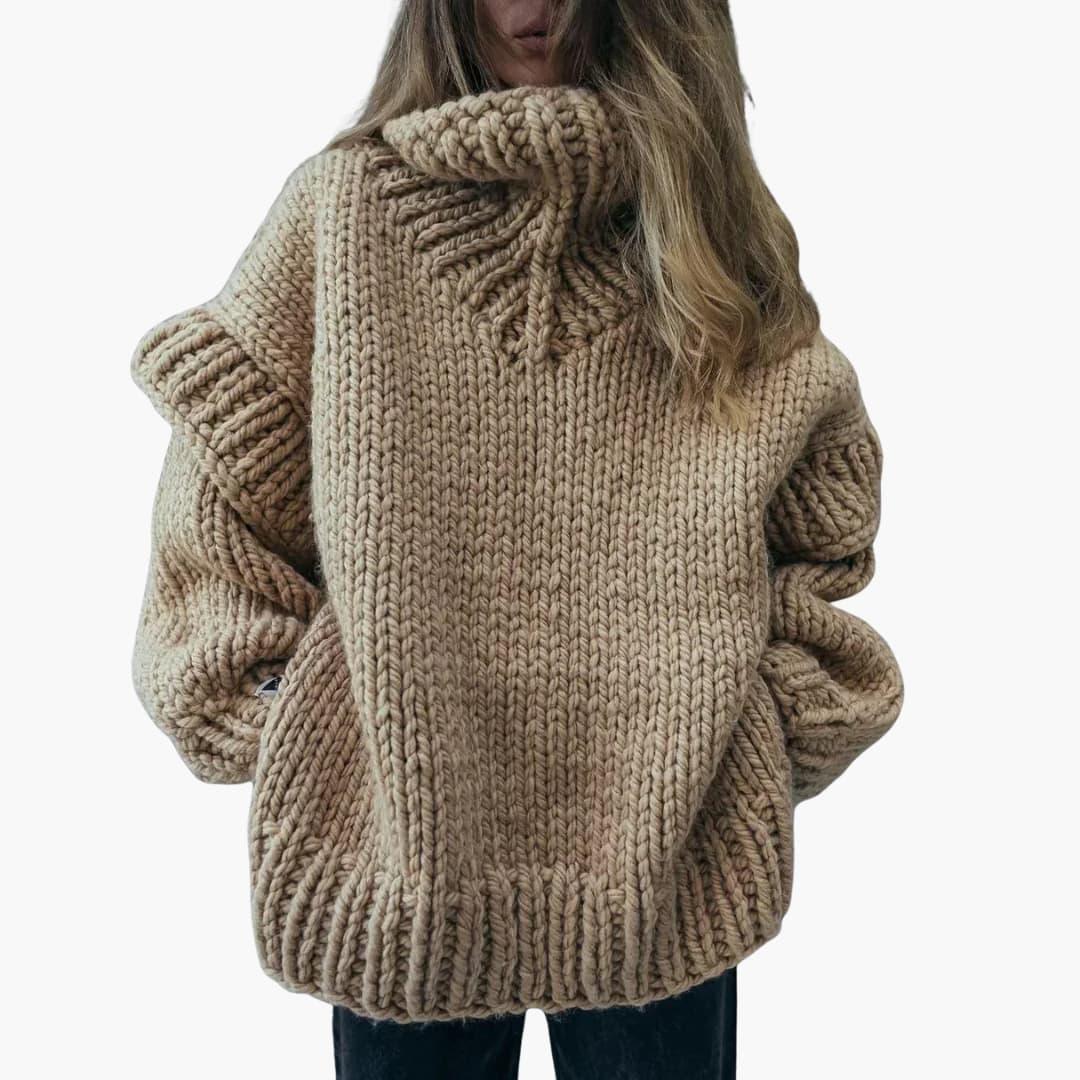 Pull femme à col roulé et manches longues