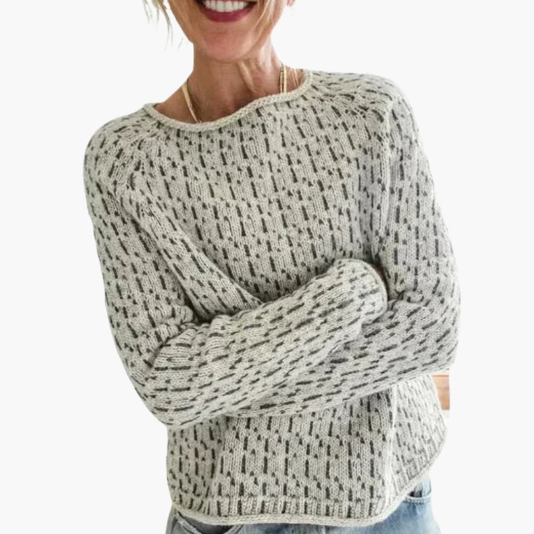 Sudadera de mujer con estampado, cuello redondo y dobladillo recto