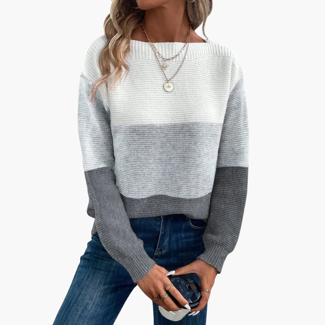 Suéter de mujer con cuello redondo y superficie tejida