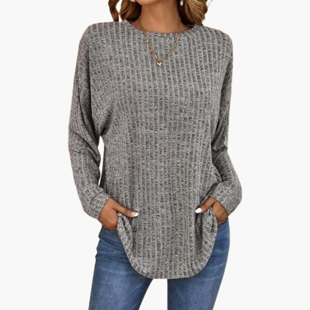 Pull pour femme à col rond et surface tricotée