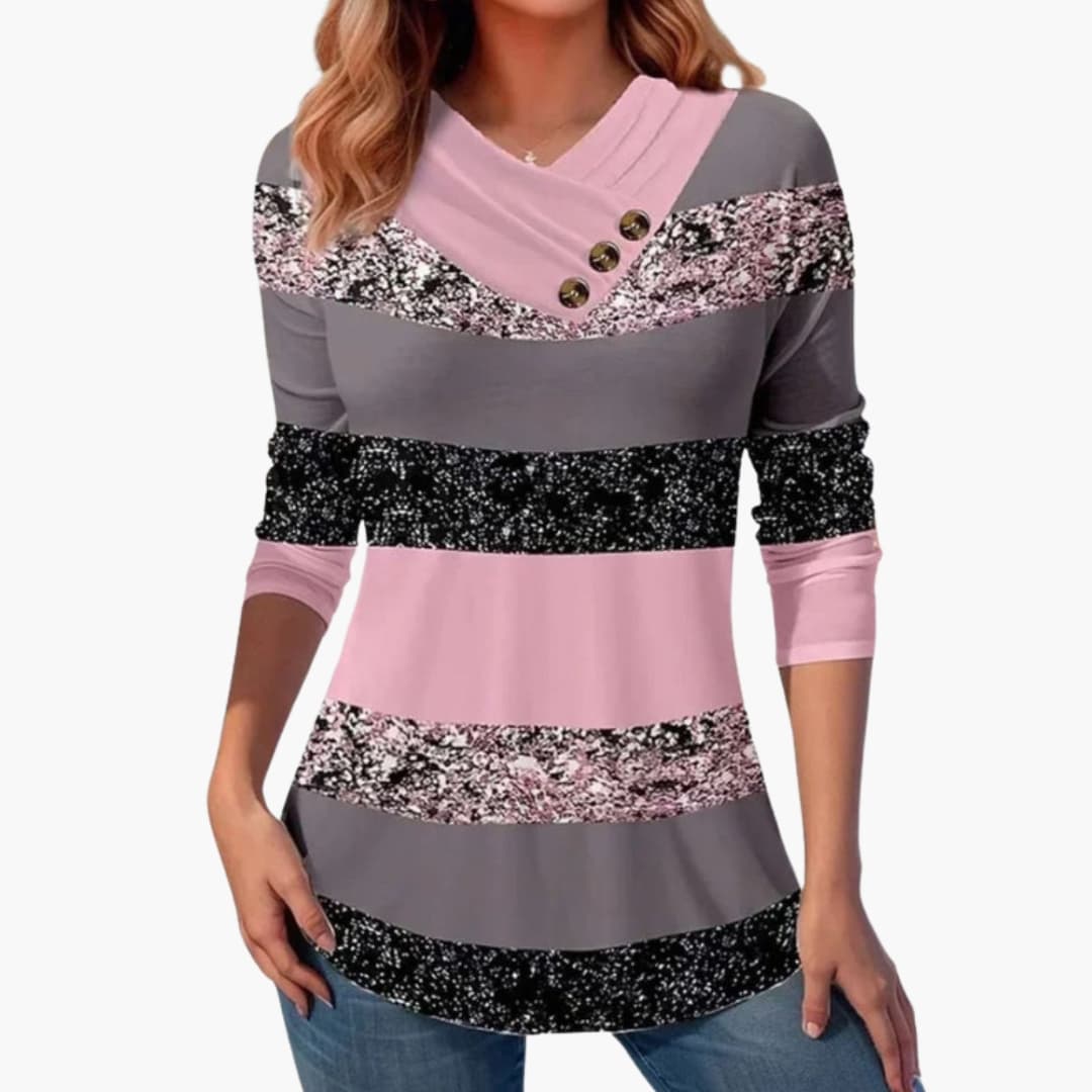 Damegenser med V-hals i finstrikket stoff med elegant fall