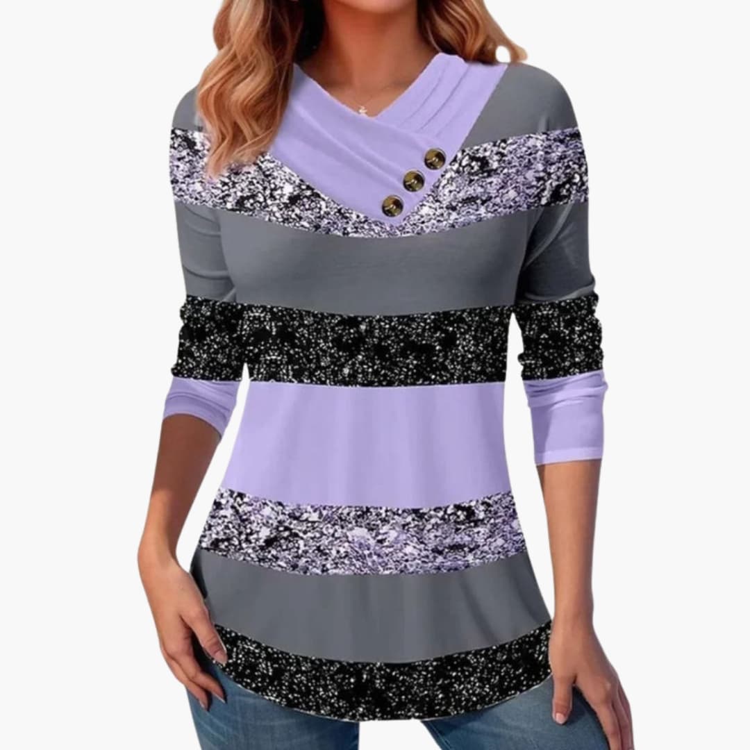 Damegenser med V-hals i finstrikket stoff med elegant fall