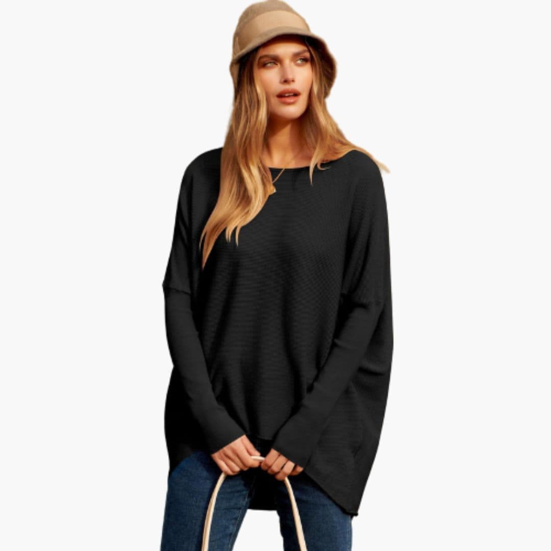 Top mujer cuello barco con mangas largas