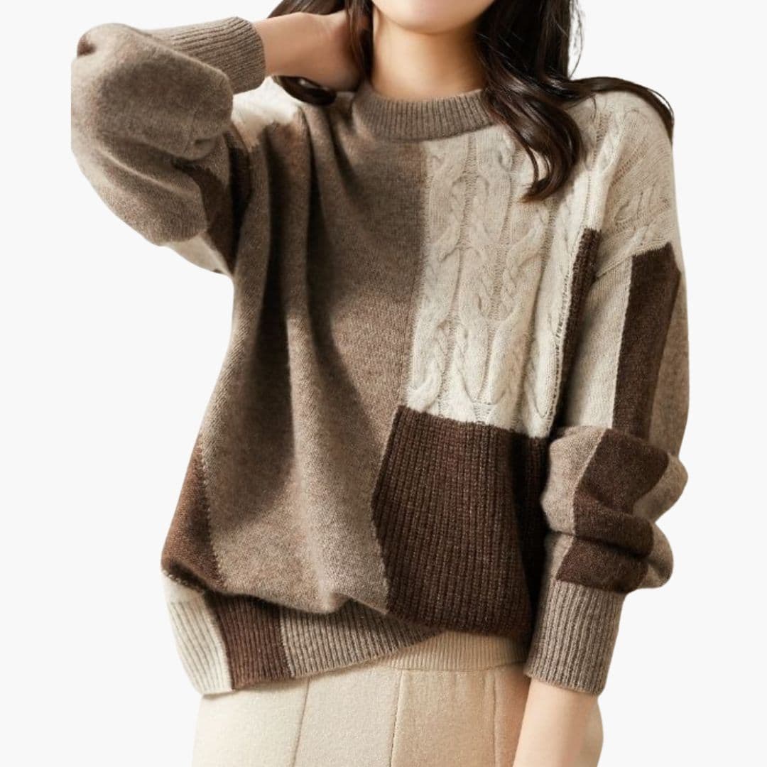 Pull mujer cuello redondo con acabados acanalados