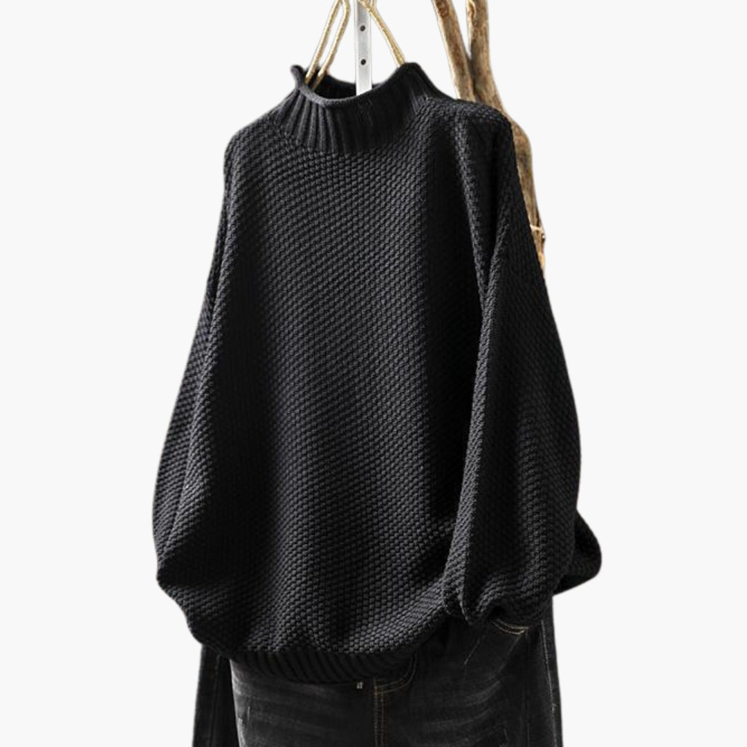 Pull femme col roulé avec poignets côtelés