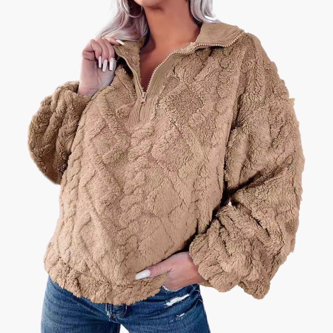 Suéter de mujer de forro polar con cuello alto