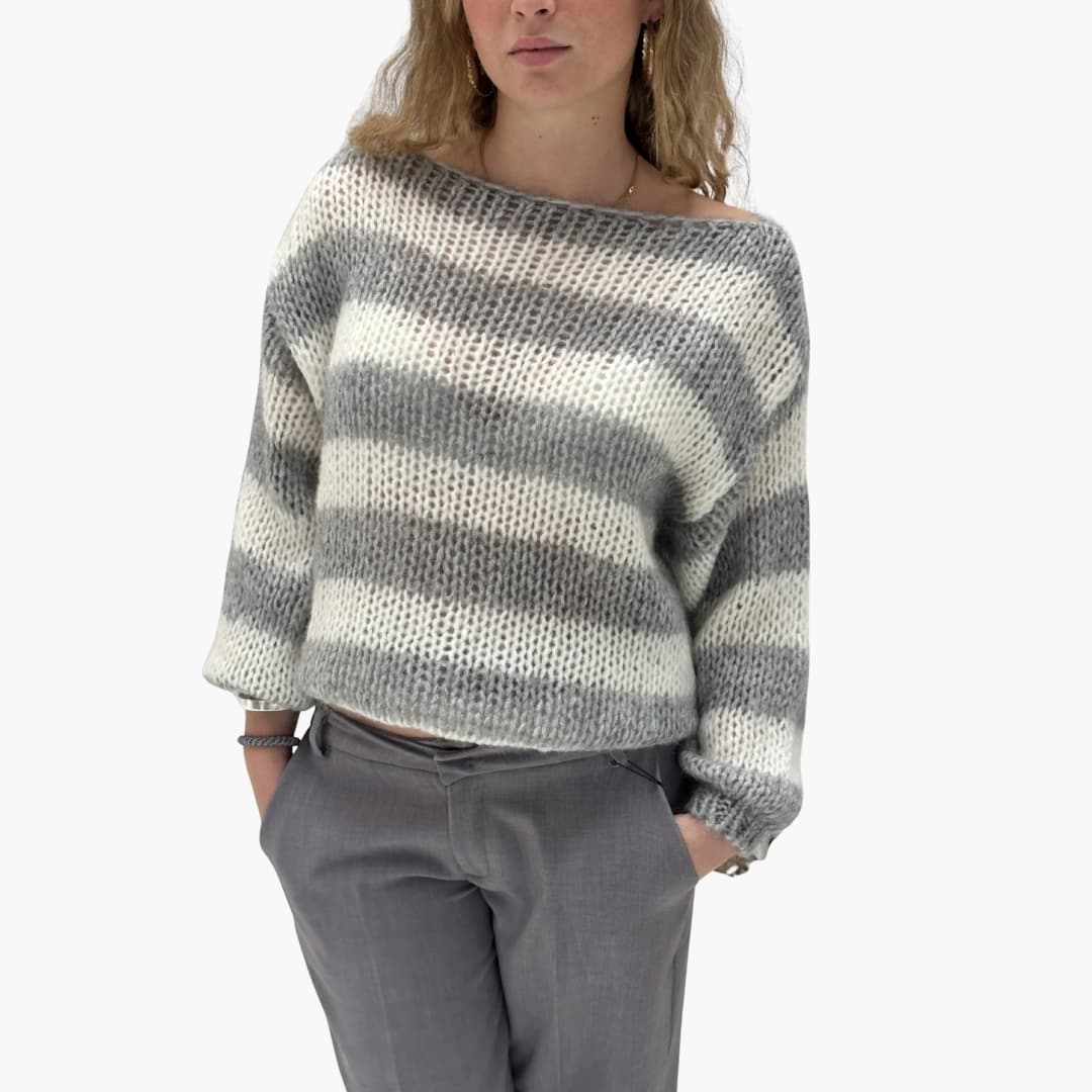 Oversized stripet genser til dame