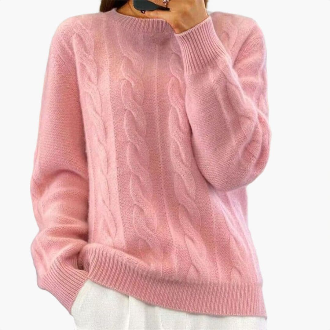 Pull femme torsadé à col rond