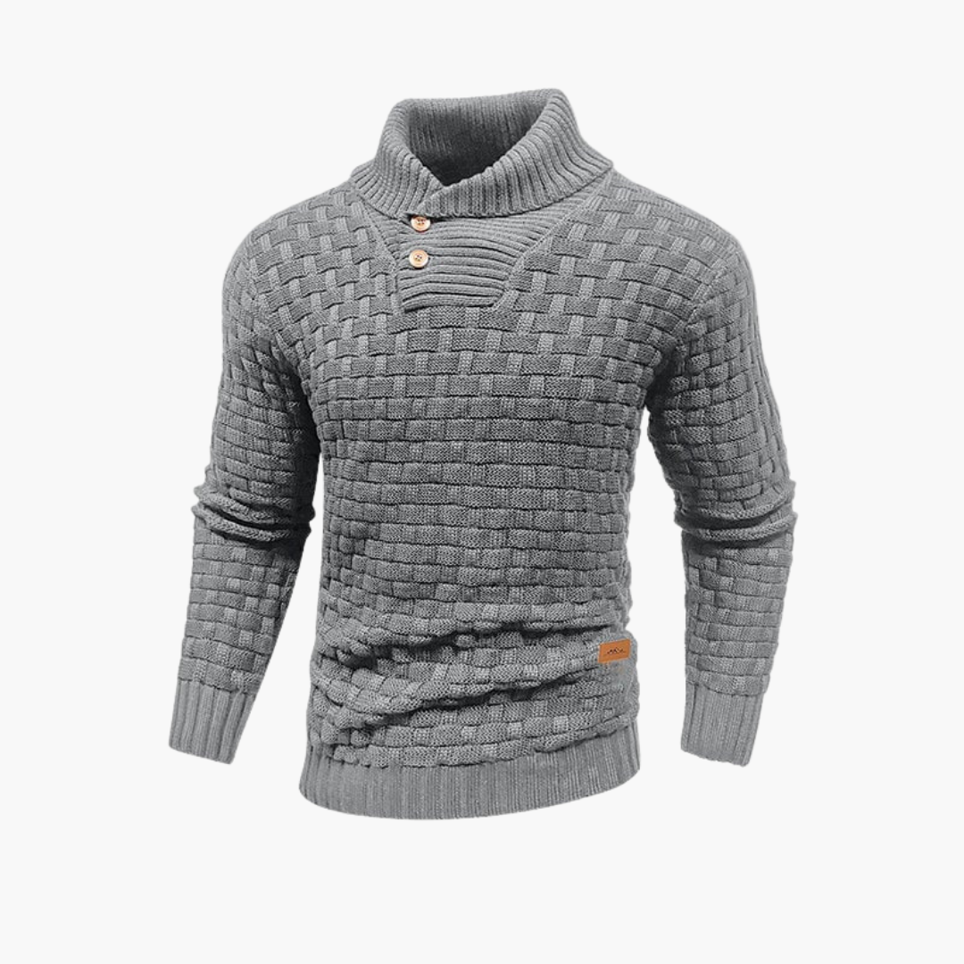 Maglione da uomo con collo alto e patta con bottoni
