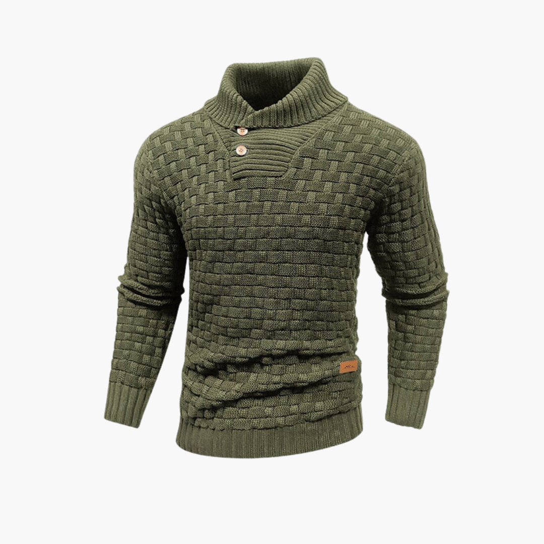 Maglione da uomo con collo alto e patta con bottoni