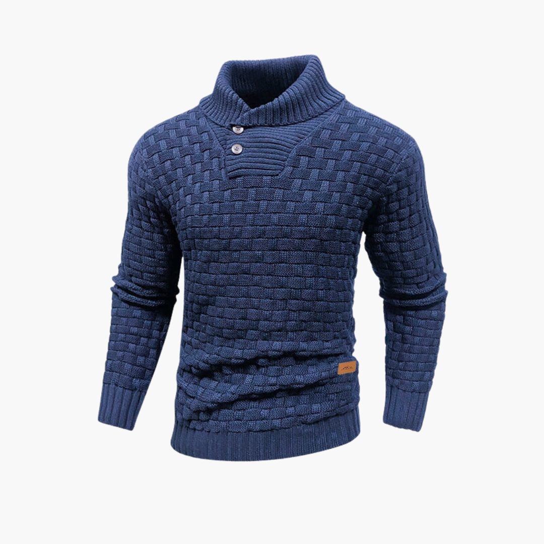 Maglione da uomo con collo alto e patta con bottoni