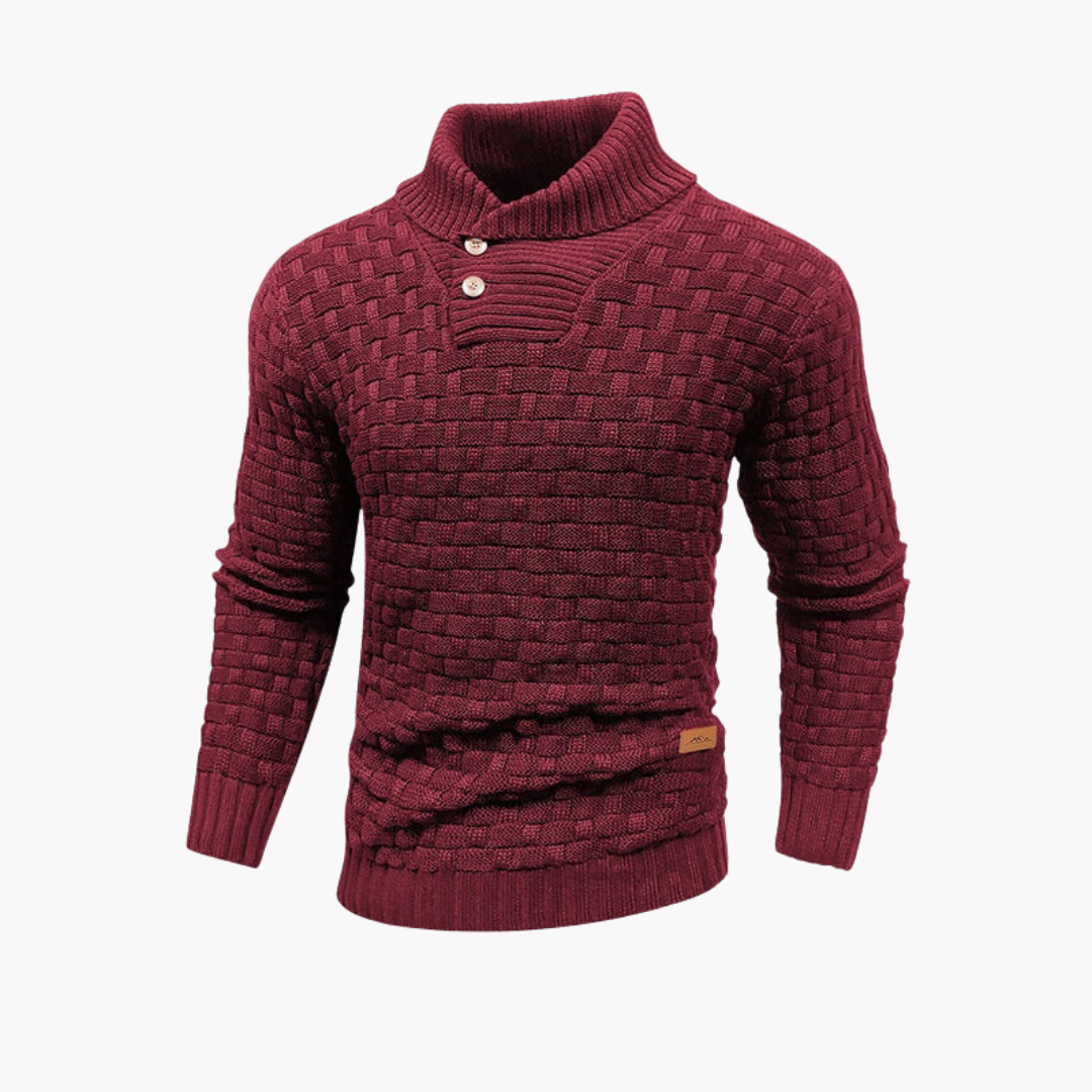 Maglione da uomo con collo alto e patta con bottoni