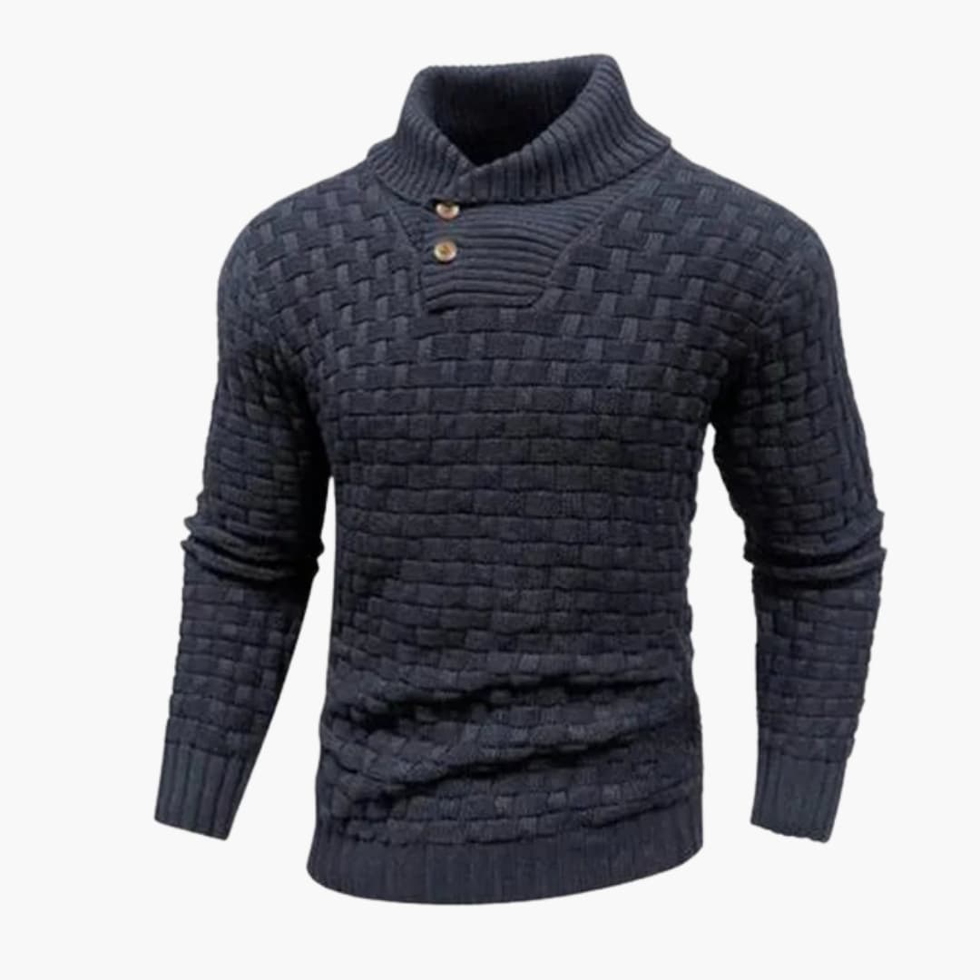 Pull homme à col rabattu avec patte boutonnée