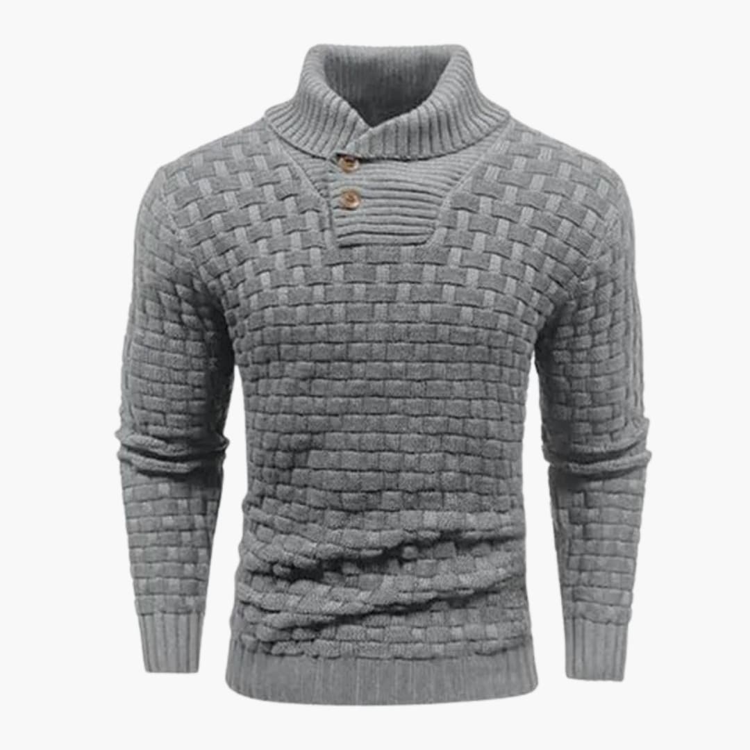 Pull homme à col rabattu avec patte boutonnée