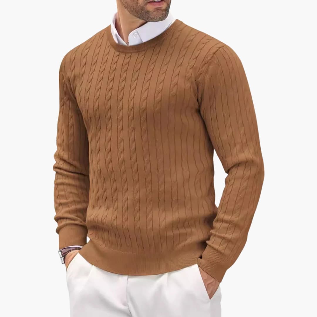 Pull homme à col rond et manches longues en maille fine