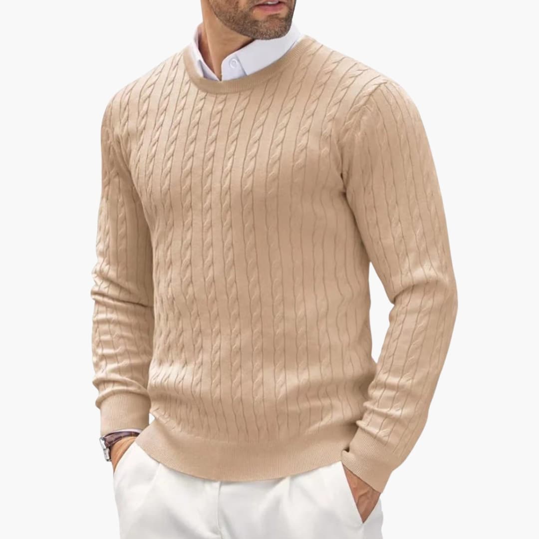 Pull homme à col rond et manches longues en maille fine