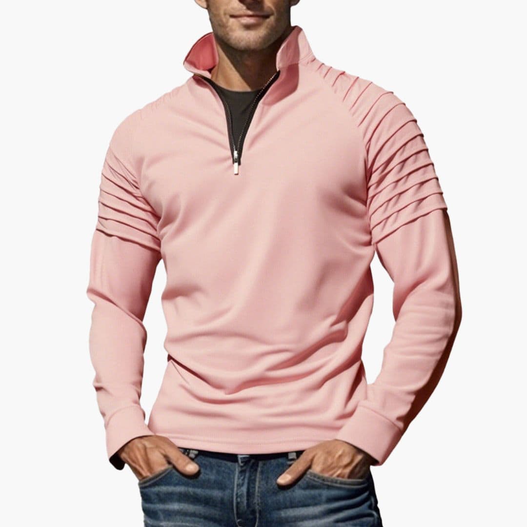Pull homme à demi zip et manches texturées