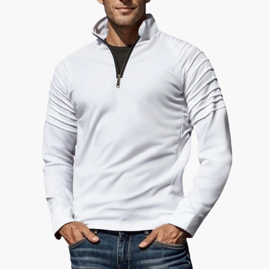 Pull homme à demi zip et manches texturées
