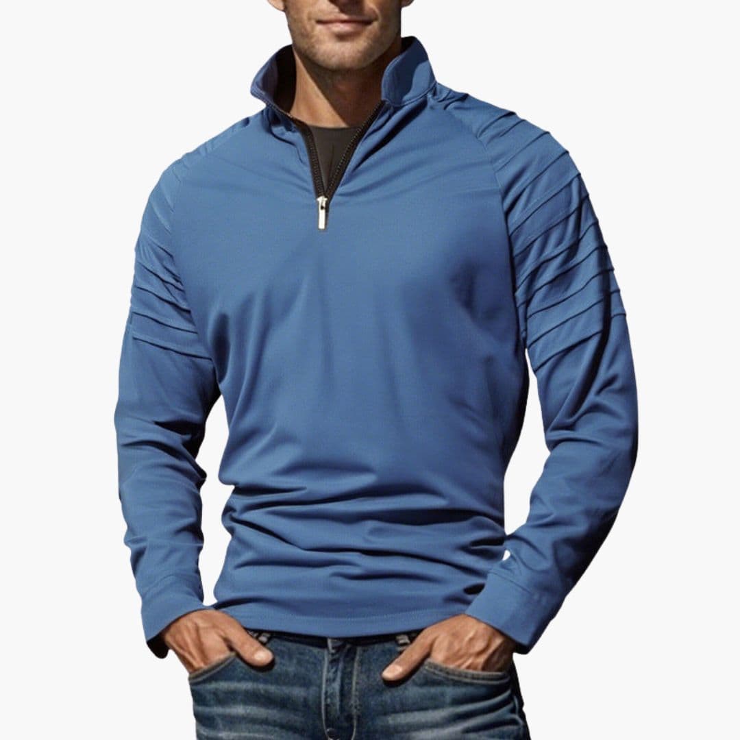 Pull homme à demi zip et manches texturées