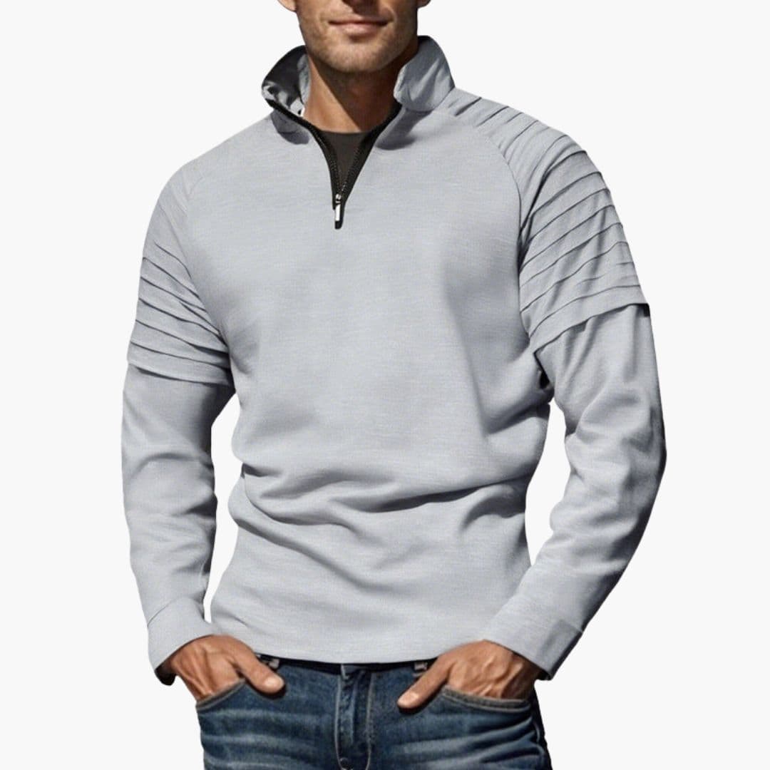 Pull homme à demi zip et manches texturées
