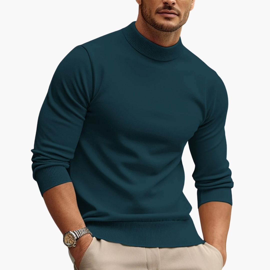 Pull homme à enfiler avec col et bas côtelés