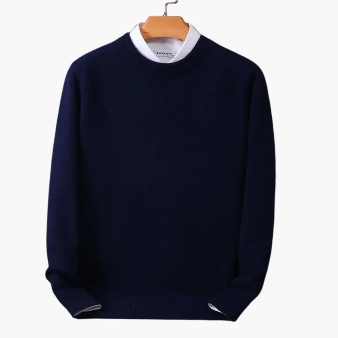 Pull homme avec col rond et surface tricotée