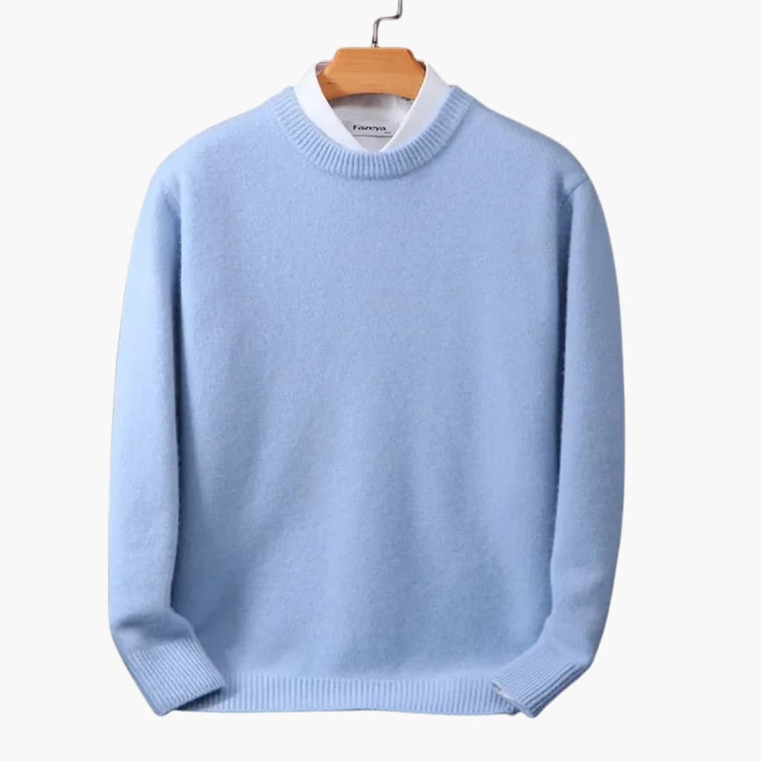 Pull homme avec col rond et surface tricotée