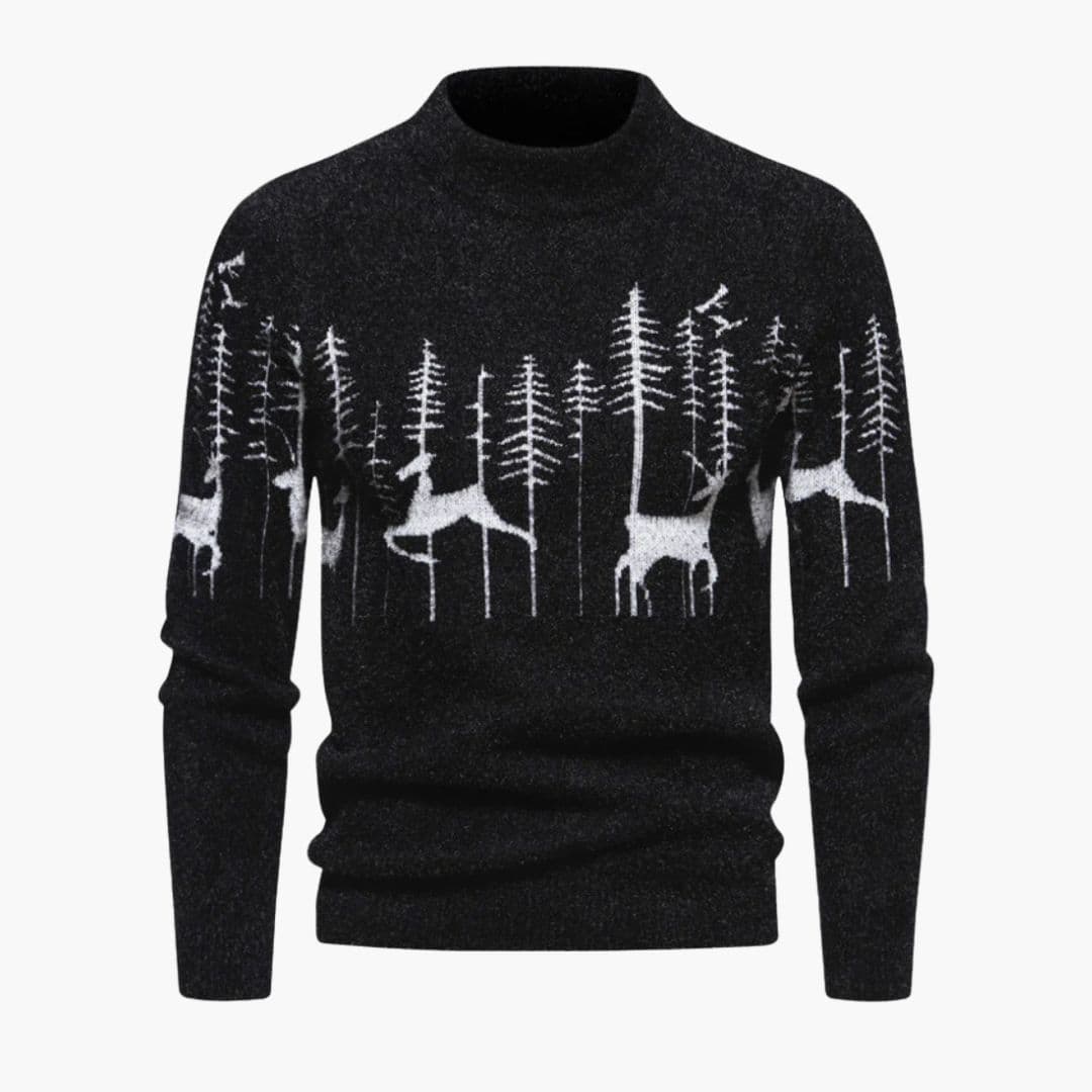 Pull homme col montant en maille à motifs