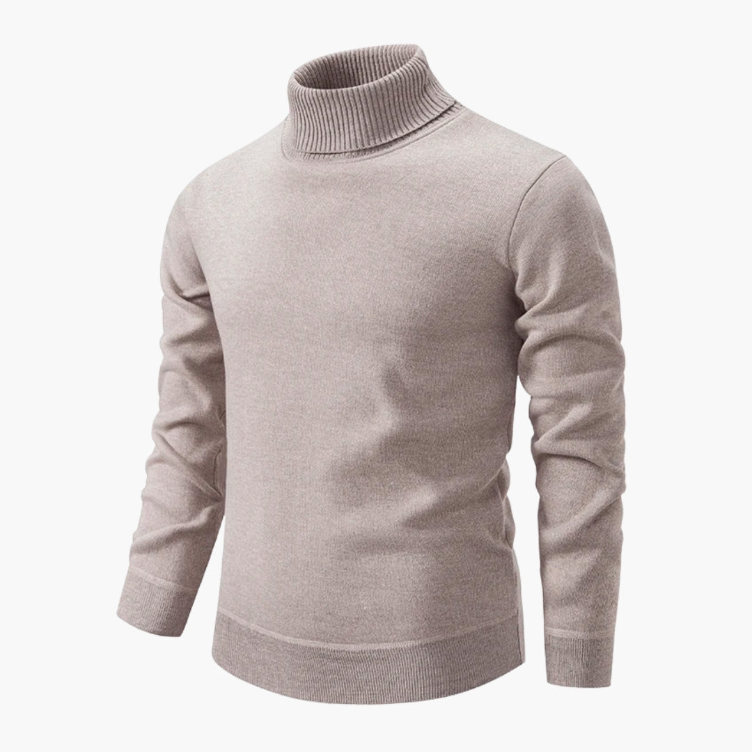Pull homme col roulé avec encolure côtelée