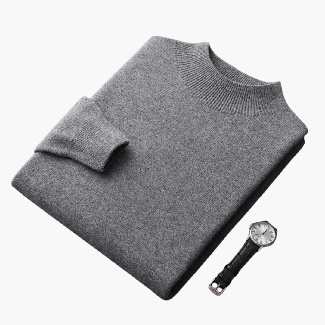 Herrtröja i stickat med långa ärmar och rak passform