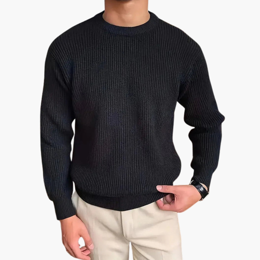 Pull homme en maille côtelée coupe ample