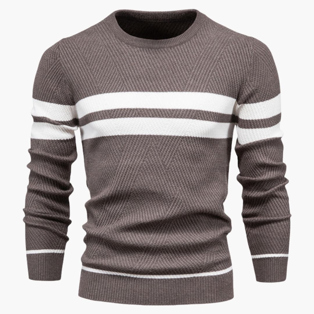 Pull rayé à col rond pour homme