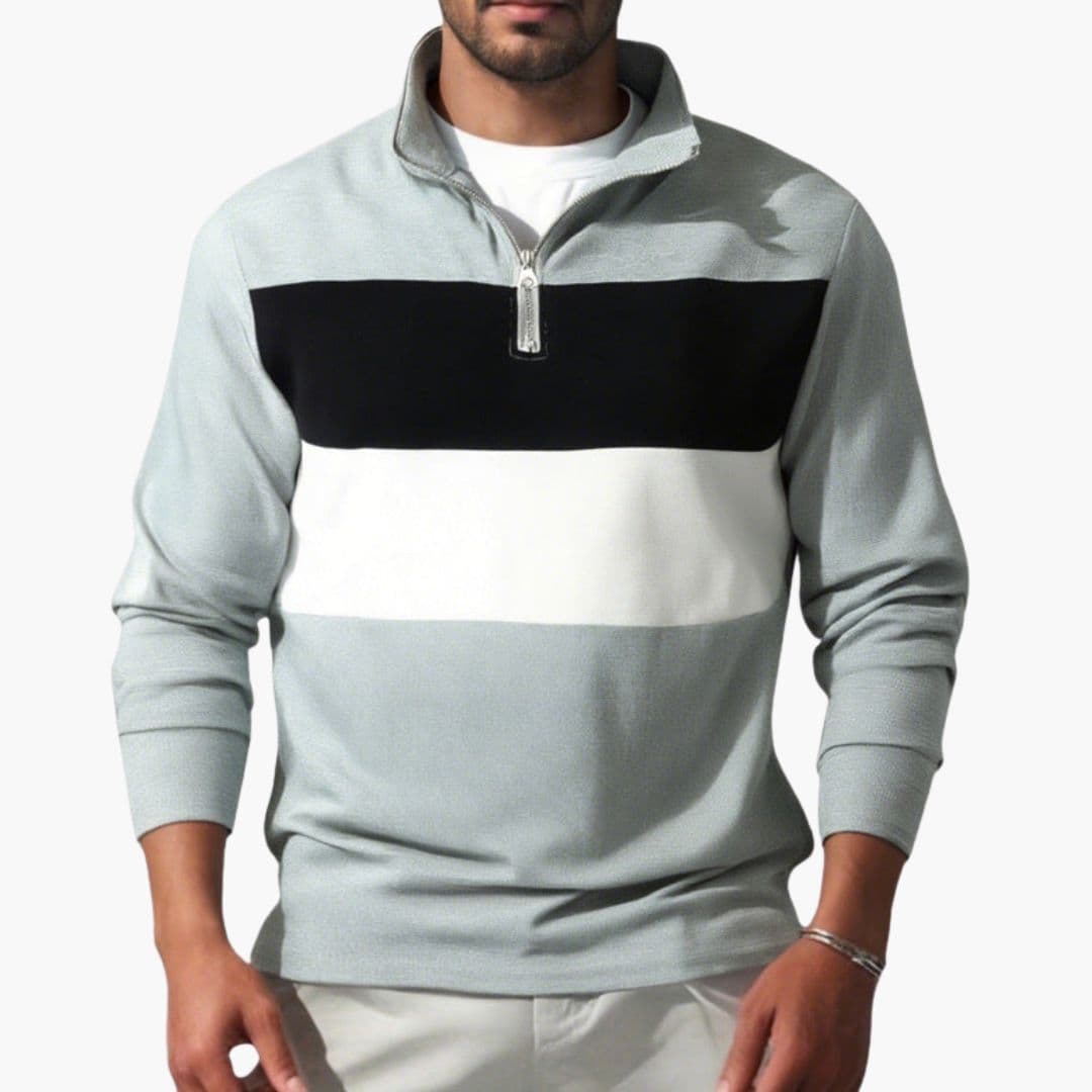 Pull homme sport à col montant et zip