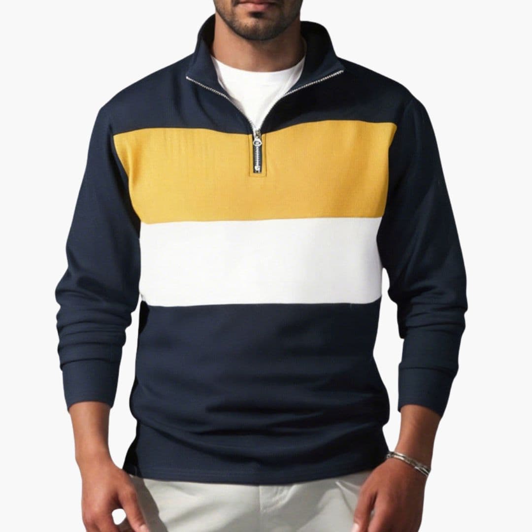 Pull homme sport à col montant et zip