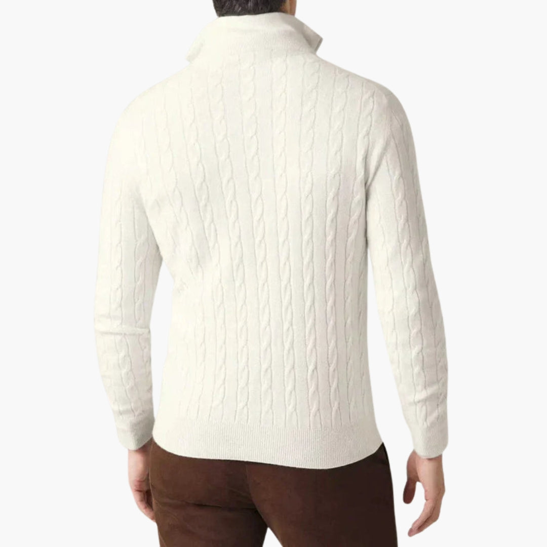 Pull homme torsadé avec col demi zip