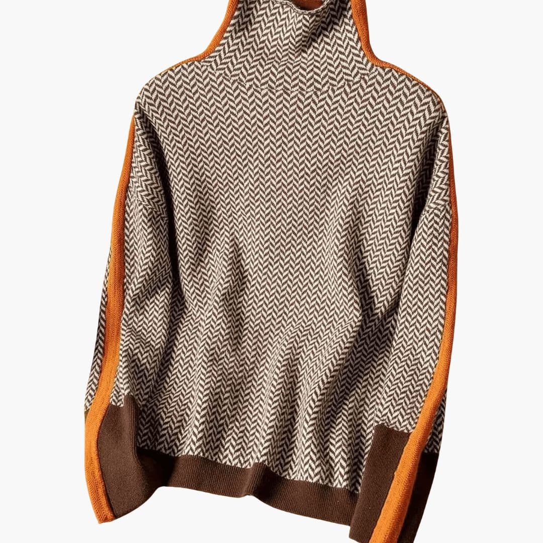 Pull long femme à rayures avec finition côtelée