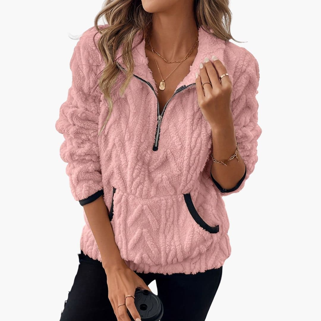 Pull polaire femme zippé avec poches latérales